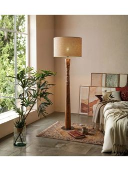 Freedom Tree - Pali Handcrafted Natural Wooden Floor Lamp with Textured Off White Shade