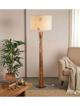 Freedom Tree - Pali Handcrafted Natural Wooden Floor Lamp with Gold Shade
