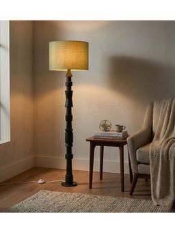 Freedom Tree - Roz Handcrafted Charcoal Wooden Floor Lamp with Green Shade