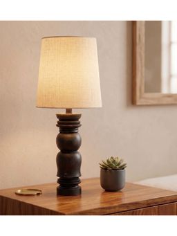 Freedom Tree - Pillar Mango Wood Table Lamp in White Taper Shade