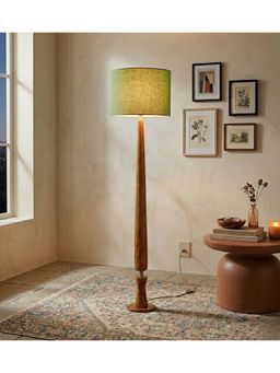 Freedom Tree - Balance Sculptural Minimal Natural Wooden Floor Lamp with Green Shade
