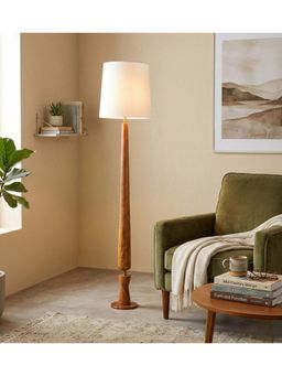 Freedom Tree - Balance Sculptural Minimal Natural Wooden Floor Lamp with White Shade