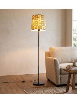 Freedom Tree - Modern Slim Black Metal Floor Lamp with Printed Neutral Olive Shade
