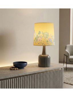 Freedom Tree - Luna Minimalist Metal Table Lamp In Printed Yellow Taper Shade