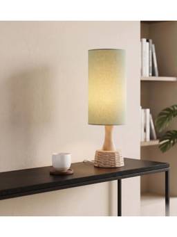 Freedom Tree - Soma Handcrafted Natural Wood Table Lamp in Green Tall Shade
