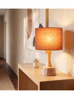 Freedom Tree - Soma Handcrafted Natural Wood Table Lamp in Red Drum Shade