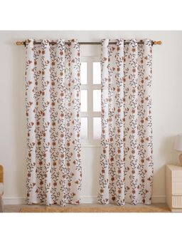 HOMEMONDE - Velora Vines Floral Cotton Sheer Eyelet Curtains (Pack of 2)