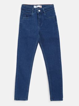 Tales & Stories - Boys Blue Cotton Lycra Solid Jeans