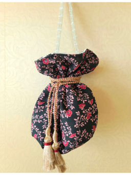 Misfit Panda - Black & pink Printed Potli Bag