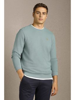 Louis Philippe - Men Casual Light Blue Textured Sweatshirt