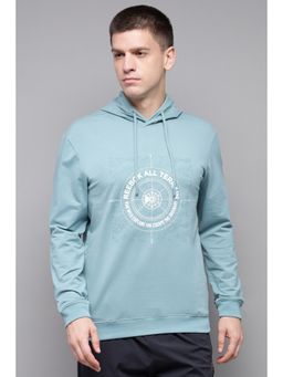 Reebok - Men Blue Printed Hoodie