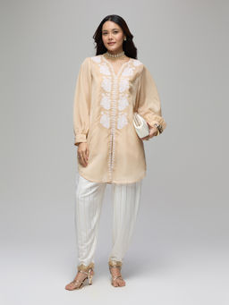 Gajra Gang - Yellow Organza Embroidered Kurta with Slip Blushed Affair (Set of 2)