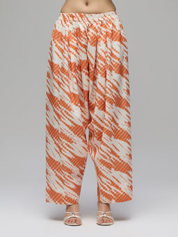 Gajra Gang - Rust Rayon Batik Print Mid Waist Farshi Salwar Boho Naari