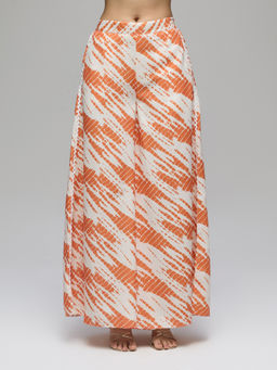 Gajra Gang - Rust Rayon Shibori Print Mid Waist Palazzo Boho Naari