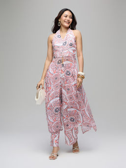 Gajra Gang - Off White Georgette Geometric Print Kurta and Pant Kurta Set Boho Naari (Set of 2)