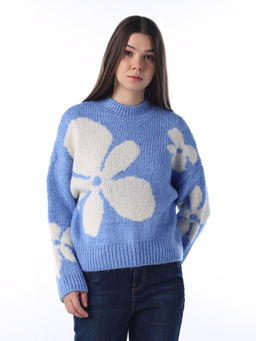 ONLY - Womens Regular Fit Blue Sweater