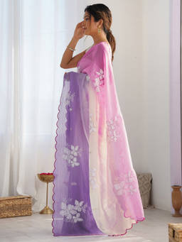 URBAN PALLU - Pink-Lavender Ombre Sequined Saree