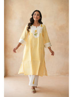 CHHAAP TILAK - Kanak Yellow Stripes Printed Kurta
