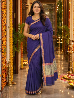 Ushvii - Purple Woven Zari Work Venkatagiri Saree