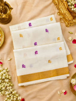 Ushvii - Off White Woven Zari Work Venkatagiri Saree