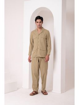 HOUSE OF S - Classic Khaki Solid 4 Pocket Shirt with Pyjama