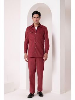 HOUSE OF S - Arctic Breeze Winter Maroon Solid Shirt with Pyjama