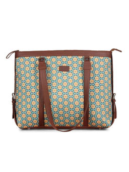 Zouk - Womens Blue Printed Office Shoulder Bag for 15.6 Inch Laptop