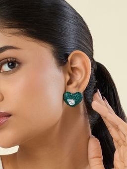 Isharya - Green Aurelia Emerald Stud Earrings