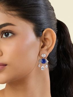 Isharya - Blue Camellia Sapphire Dangler Earrings
