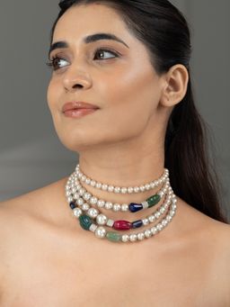 Joules By Radhika - White Tarvani Choker