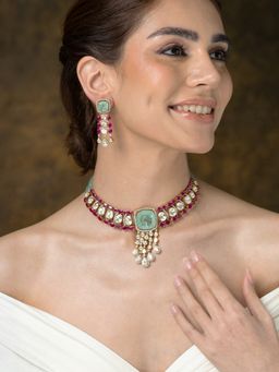 Joules By Radhika - Green Emerald Jewellery Set