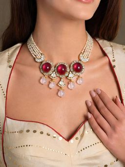 Joules By Radhika - Red Leher Jewellery Set