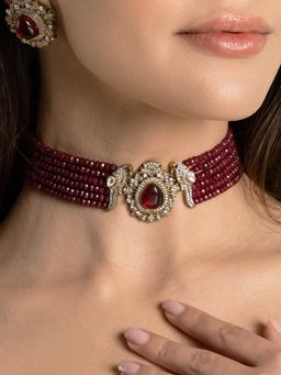 Joules By Radhika - Red Manjari Jewellery Set