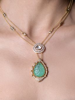 Joules By Radhika - Green Zivara Jewellery Set