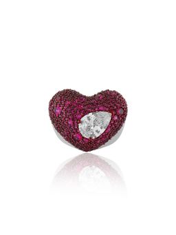 Isharya - Red Rosy Ruby Heart Ring