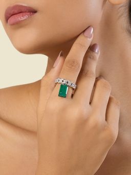 Isharya - Green Camellia Emerald Ring