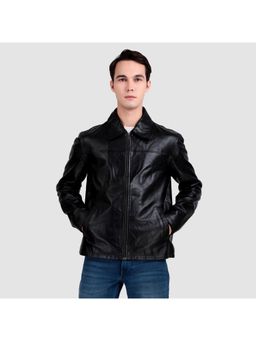 MaheTri - Men's Casual Black Leather Coller Jacket
