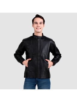MaheTri - Iconic Plain Black Moto Jacket