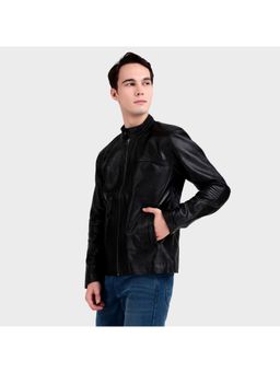 MaheTri - Bomber Black Leather Jacket