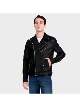 MaheTri - Motorcycle Black Leather Jacket