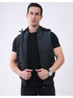 Monte Carlo - Black Men's Hooded Neck Sleeveless Jacket