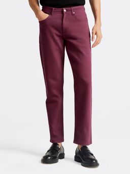 Andamen - Men Stretchable Burgundy Cotton Elastane Regular Fit Jeans