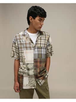 Mufti - Muted Olive Green Abstract Shirt
