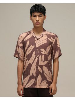 Mufti - Deep Terracotta Brown Printed Shirt