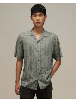 Mufti - Muted Olive Printed Shirt