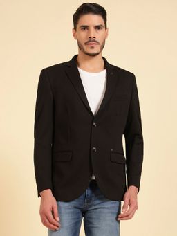 Cantabil - Men Black Premium Regular Fit Notched Collar Casual Blazer