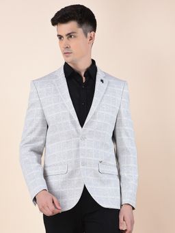 Cantabil - Men Grey Premium Regular Fit Notched Collar Casual Blazer