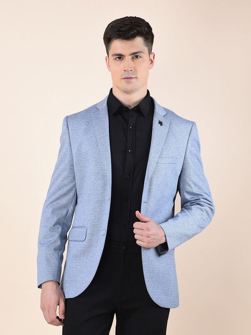 Cantabil Men Blue Premium Regular Fit Notched Collar Casual Blazer