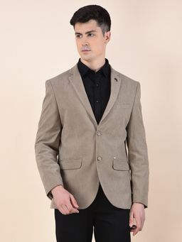 Cantabil - Men Taupe Premium Regular Fit Notched Collar Blazer