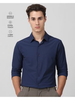 Mufti - Navy Blue Solid Shirt